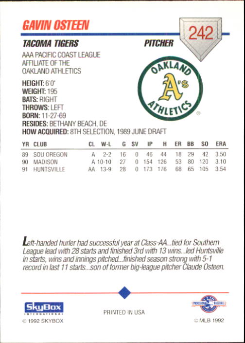B0451- 1992 SkyBox AAA Baseball Card #s 200-310 -You Pick- 15+ FREE US SHIP - Picture 81 of 209