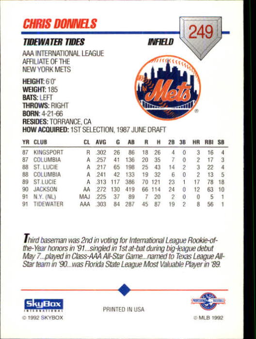 B0451- 1992 SkyBox AAA Baseball Card #s 200-310 -You Pick- 15+ FREE US SHIP - Picture 93 of 209