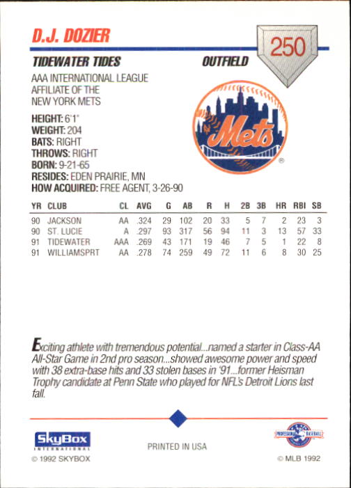B0451- 1992 SkyBox AAA Baseball Card #s 200-310 -You Pick- 15+ FREE US SHIP - Picture 95 of 209