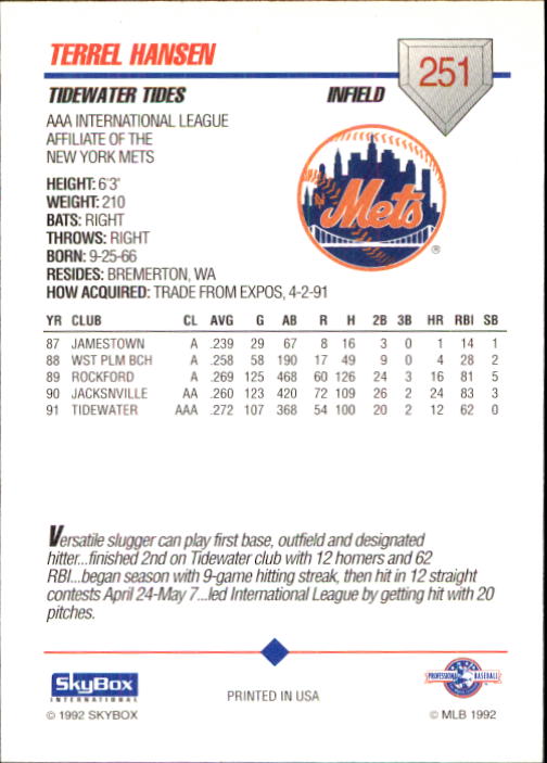 B0451- 1992 SkyBox AAA Baseball Card #s 200-310 -You Pick- 15+ FREE US SHIP - Picture 97 of 209