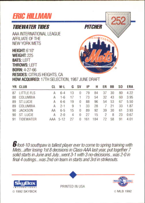 B0451- 1992 SkyBox AAA Baseball Card #s 200-310 -You Pick- 15+ FREE US SHIP - Picture 99 of 209