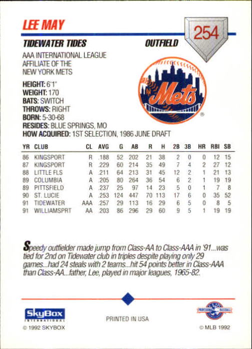 B0451- 1992 SkyBox AAA Baseball Card #s 200-310 -You Pick- 15+ FREE US SHIP - Picture 103 of 209