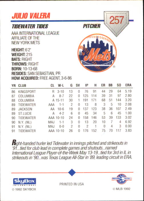 B0451- 1992 SkyBox AAA Baseball Card #s 200-310 -You Pick- 15+ FREE US SHIP - Picture 109 of 209