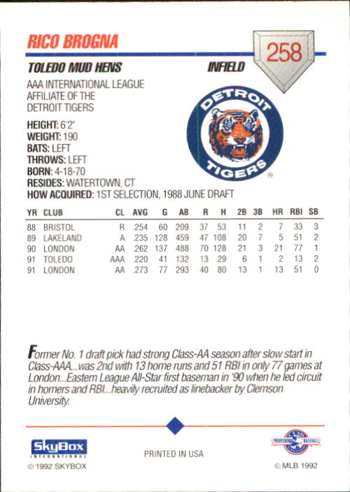 B0451- 1992 SkyBox AAA Baseball Card #s 200-310 -You Pick- 15+ FREE US SHIP - Picture 111 of 209