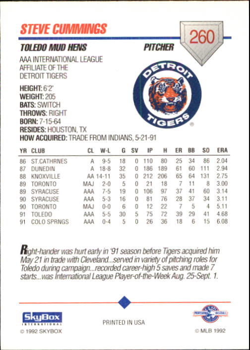 B0451- 1992 SkyBox AAA Baseball Card #s 200-310 -You Pick- 15+ FREE US SHIP - Picture 115 of 209
