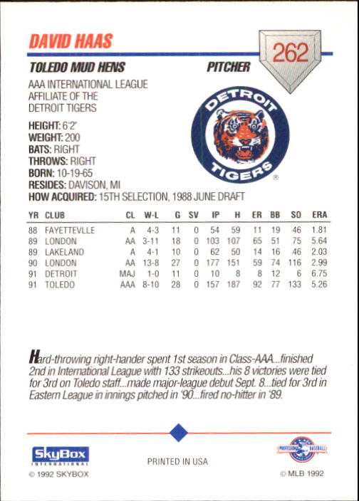 B0451- 1992 SkyBox AAA Baseball Card #s 200-310 -You Pick- 15+ FREE US SHIP - Picture 119 of 209