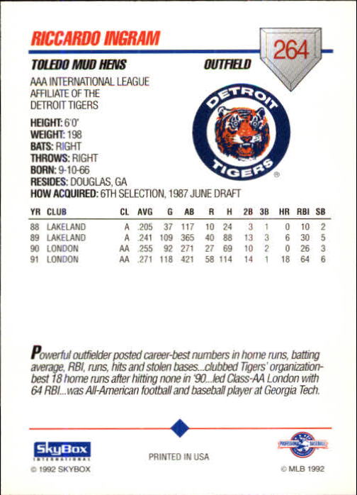 B0451- 1992 SkyBox AAA Baseball Card #s 200-310 -You Pick- 15+ FREE US SHIP - Picture 123 of 209