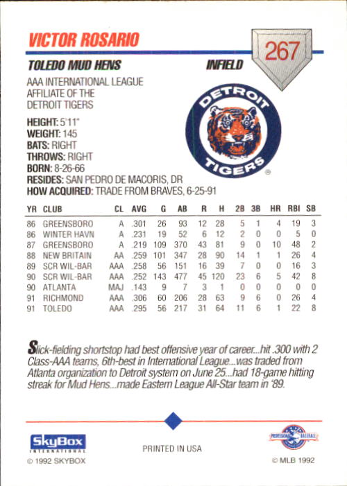 B0451- 1992 SkyBox AAA Baseball Card #s 200-310 -You Pick- 15+ FREE US SHIP - Picture 129 of 209