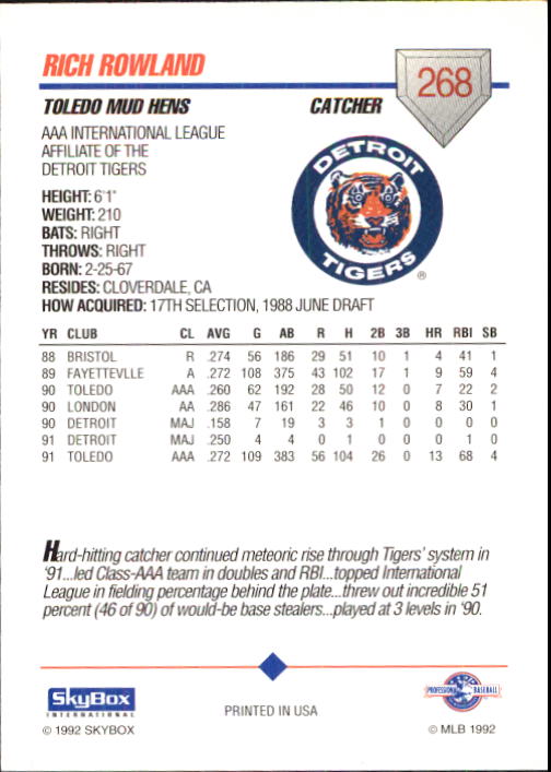 B0451- 1992 SkyBox AAA Baseball Card #s 200-310 -You Pick- 15+ FREE US SHIP - Picture 131 of 209