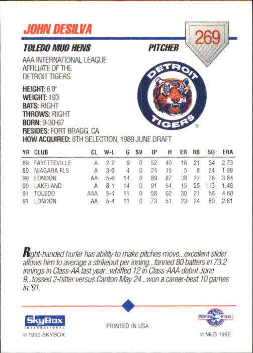 B0451- 1992 SkyBox AAA Baseball Card #s 200-310 -You Pick- 15+ FREE US SHIP - Picture 133 of 209