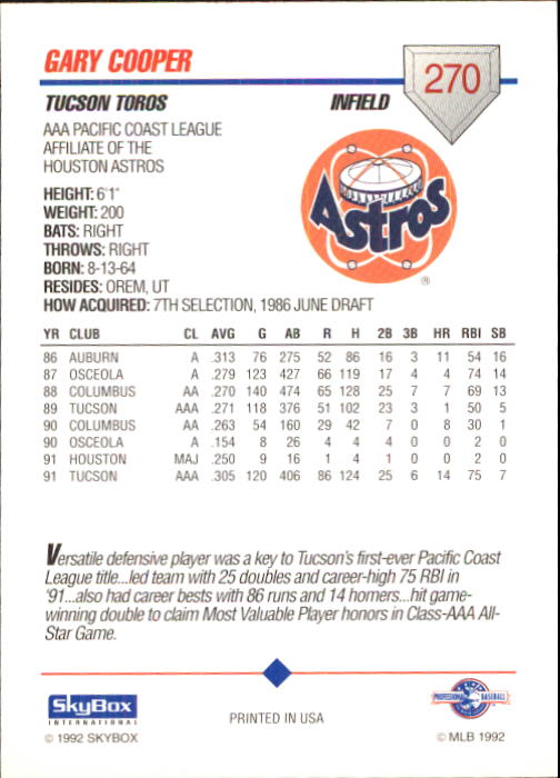 B0451- 1992 SkyBox AAA Baseball Card #s 200-310 -You Pick- 15+ FREE US SHIP - Picture 135 of 209