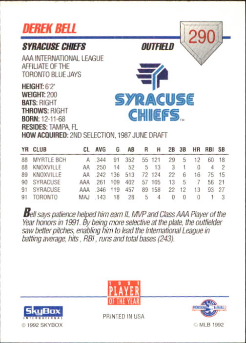 B0451- 1992 SkyBox AAA Baseball Card #s 200-310 -You Pick- 15+ FREE US SHIP - Picture 171 of 209