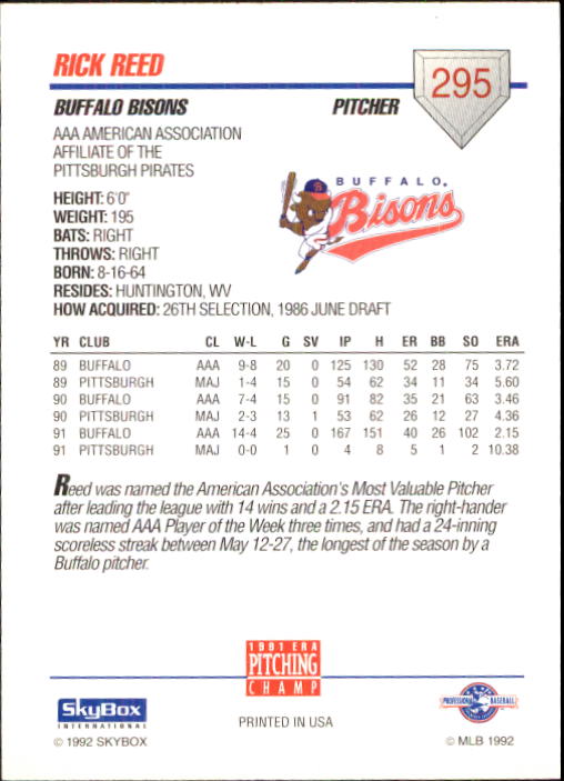 B0451- 1992 SkyBox AAA Baseball Card #s 200-310 -You Pick- 15+ FREE US SHIP - Picture 181 of 209