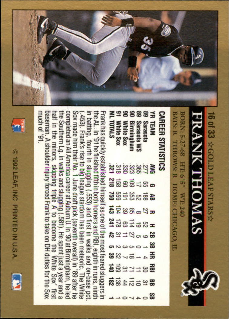 Foglia Baseball 1992 "Anteprime Oro" Inserto Carte - Foto 5 di 7