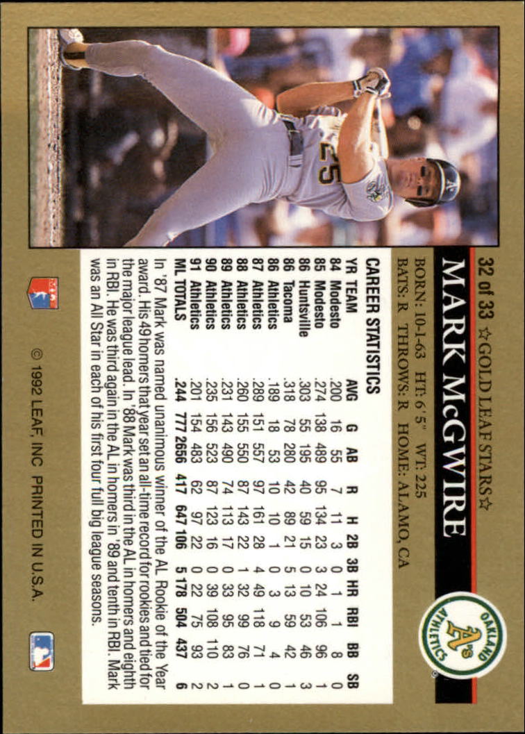 Foglia Baseball 1992 "Anteprime Oro" Inserto Carte - Foto 7 di 7