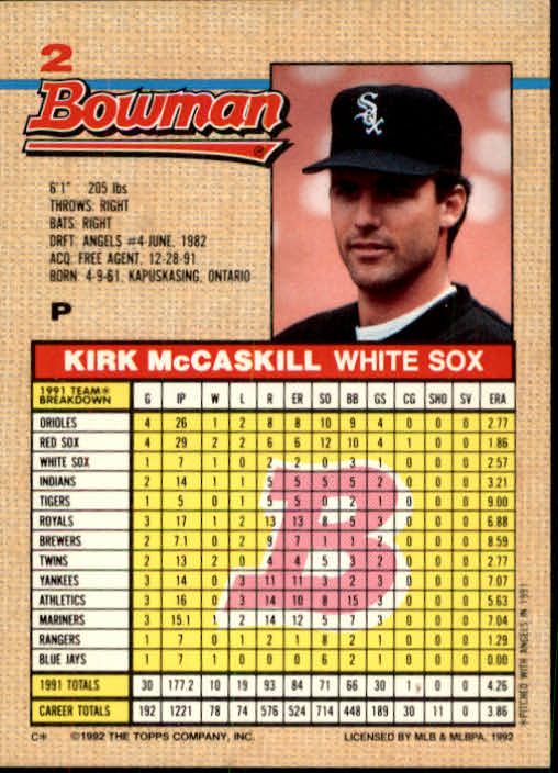 thumbnail 297  - A6548- 1992 Bowman Baseball Cards 1-263 +Rookies -You Pick- 10+ FREE US SHIP