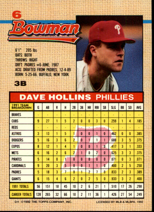thumbnail 305  - A6548- 1992 Bowman Baseball Cards 1-263 +Rookies -You Pick- 10+ FREE US SHIP