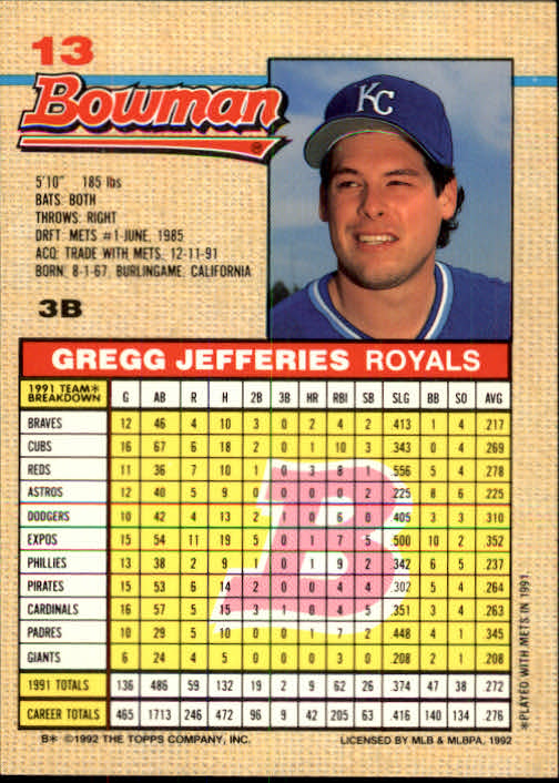 thumbnail 318  - A6548- 1992 Bowman Baseball Cards 1-263 +Rookies -You Pick- 10+ FREE US SHIP