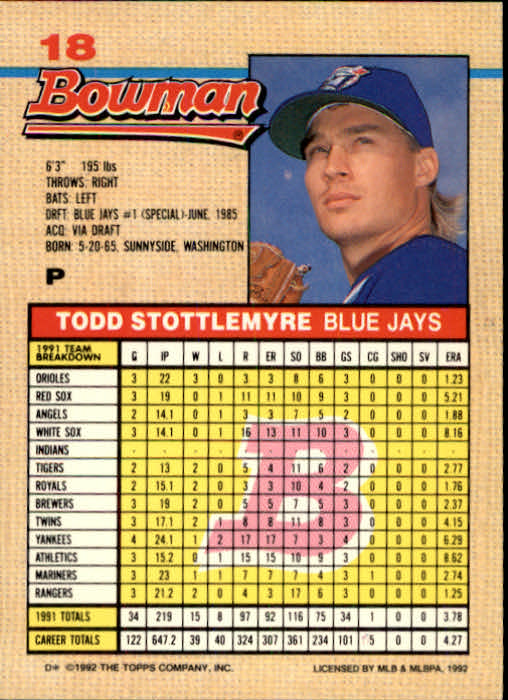 thumbnail 330  - A6548- 1992 Bowman Baseball Cards 1-263 +Rookies -You Pick- 10+ FREE US SHIP