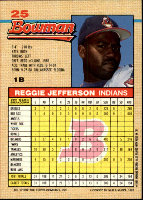 thumbnail 342  - A6548- 1992 Bowman Baseball Cards 1-263 +Rookies -You Pick- 10+ FREE US SHIP