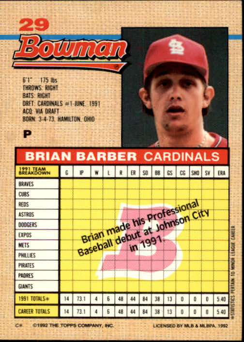 thumbnail 348  - A6548- 1992 Bowman Baseball Cards 1-263 +Rookies -You Pick- 10+ FREE US SHIP