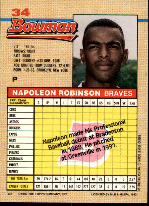 thumbnail 356  - A6548- 1992 Bowman Baseball Cards 1-263 +Rookies -You Pick- 10+ FREE US SHIP