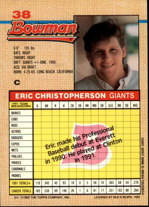 thumbnail 362  - A6548- 1992 Bowman Baseball Cards 1-263 +Rookies -You Pick- 10+ FREE US SHIP