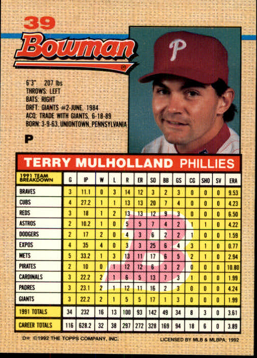 thumbnail 364  - A6548- 1992 Bowman Baseball Cards 1-263 +Rookies -You Pick- 10+ FREE US SHIP