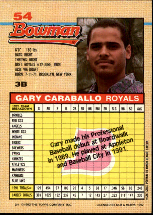thumbnail 389  - A6548- 1992 Bowman Baseball Cards 1-263 +Rookies -You Pick- 10+ FREE US SHIP