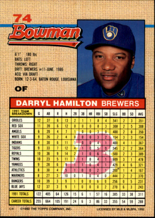 thumbnail 16  - A6548- 1992 Bowman Baseball Cards 1-263 +Rookies -You Pick- 10+ FREE US SHIP