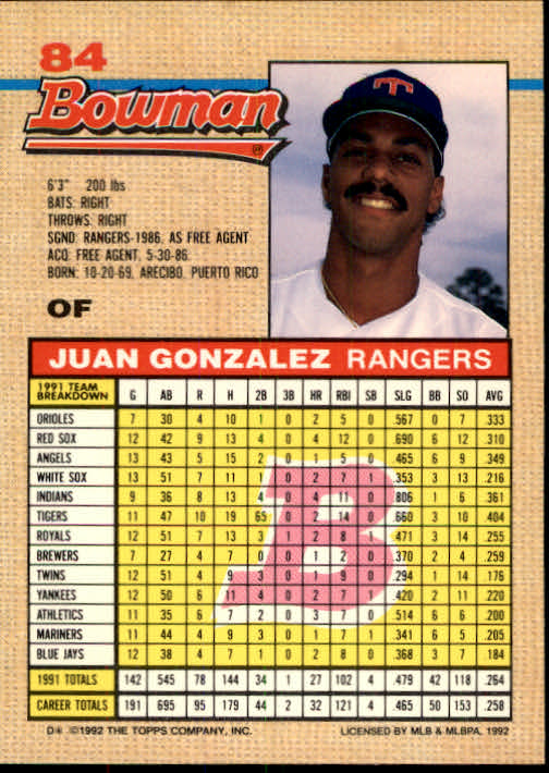 thumbnail 409  - A6548- 1992 Bowman Baseball Cards 1-263 +Rookies -You Pick- 10+ FREE US SHIP