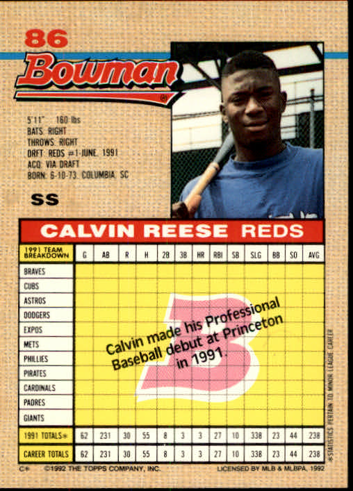 thumbnail 431  - A6548- 1992 Bowman Baseball Cards 1-263 +Rookies -You Pick- 10+ FREE US SHIP
