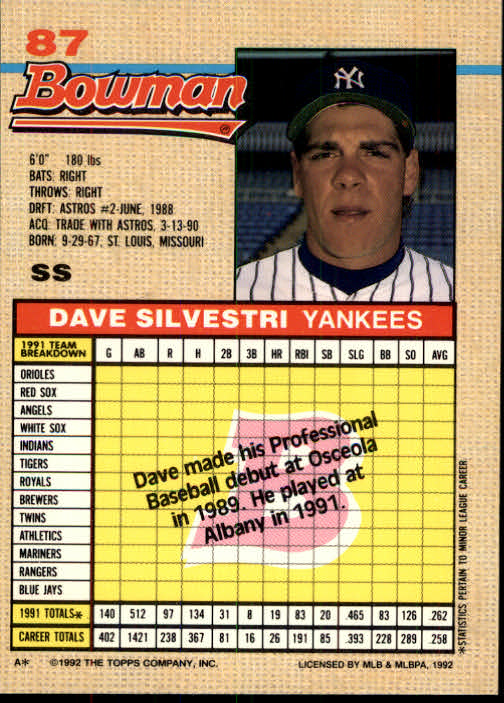 thumbnail 31  - A6548- 1992 Bowman Baseball Cards 1-263 +Rookies -You Pick- 10+ FREE US SHIP