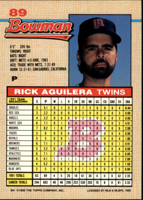 thumbnail 35  - A6548- 1992 Bowman Baseball Cards 1-263 +Rookies -You Pick- 10+ FREE US SHIP