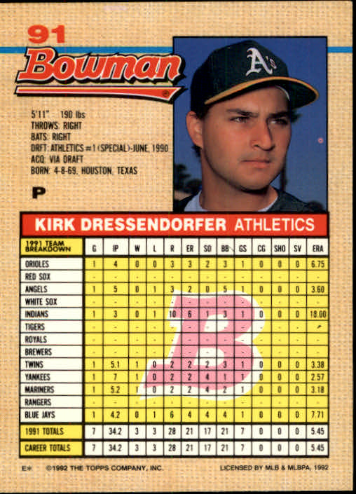 thumbnail 37  - A6548- 1992 Bowman Baseball Cards 1-263 +Rookies -You Pick- 10+ FREE US SHIP