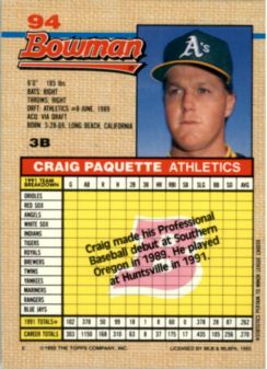 thumbnail 43  - A6548- 1992 Bowman Baseball Cards 1-263 +Rookies -You Pick- 10+ FREE US SHIP