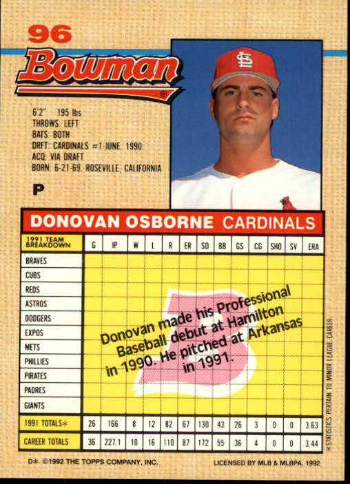thumbnail 47  - A6548- 1992 Bowman Baseball Cards 1-263 +Rookies -You Pick- 10+ FREE US SHIP
