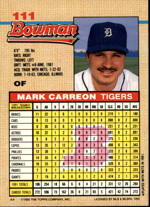 thumbnail 65  - A6548- 1992 Bowman Baseball Cards 1-263 +Rookies -You Pick- 10+ FREE US SHIP