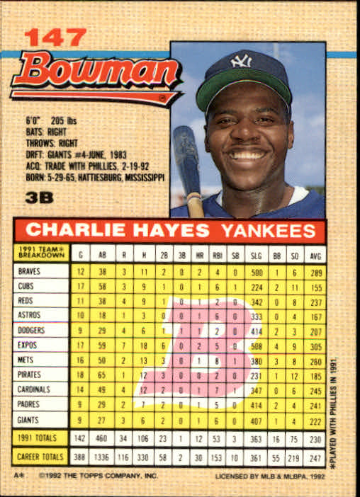 thumbnail 117  - A6548- 1992 Bowman Baseball Cards 1-263 +Rookies -You Pick- 10+ FREE US SHIP