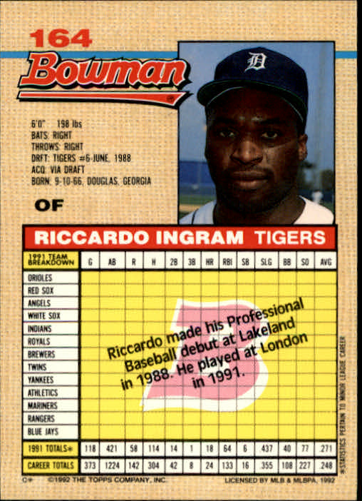 thumbnail 140  - A6548- 1992 Bowman Baseball Cards 1-263 +Rookies -You Pick- 10+ FREE US SHIP