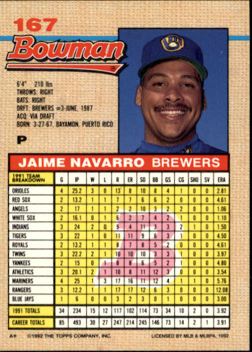 thumbnail 144  - A6548- 1992 Bowman Baseball Cards 1-263 +Rookies -You Pick- 10+ FREE US SHIP