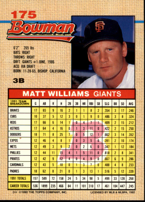 thumbnail 160  - A6548- 1992 Bowman Baseball Cards 1-263 +Rookies -You Pick- 10+ FREE US SHIP