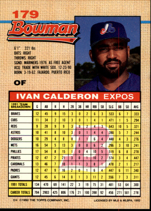 thumbnail 166  - A6548- 1992 Bowman Baseball Cards 1-263 +Rookies -You Pick- 10+ FREE US SHIP