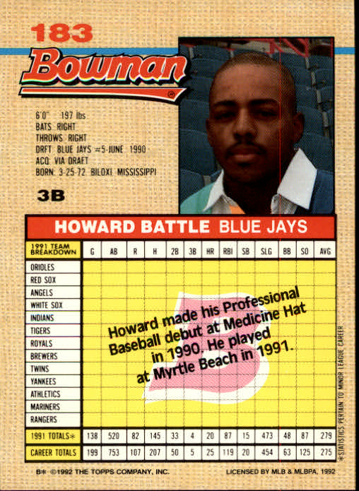thumbnail 172  - A6548- 1992 Bowman Baseball Cards 1-263 +Rookies -You Pick- 10+ FREE US SHIP