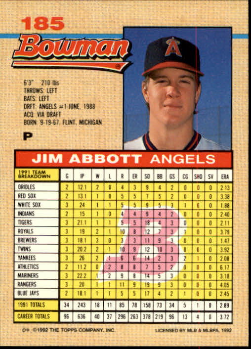 thumbnail 415  - A6548- 1992 Bowman Baseball Cards 1-263 +Rookies -You Pick- 10+ FREE US SHIP