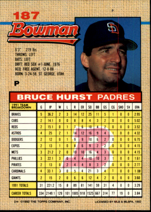 thumbnail 178  - A6548- 1992 Bowman Baseball Cards 1-263 +Rookies -You Pick- 10+ FREE US SHIP