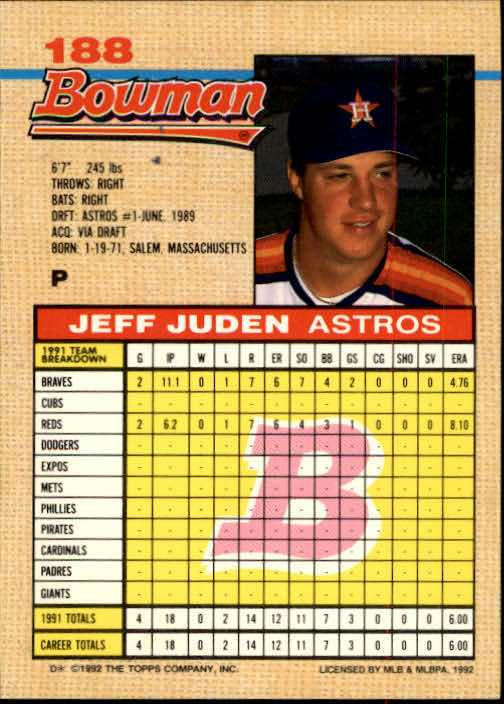 thumbnail 180  - A6548- 1992 Bowman Baseball Cards 1-263 +Rookies -You Pick- 10+ FREE US SHIP
