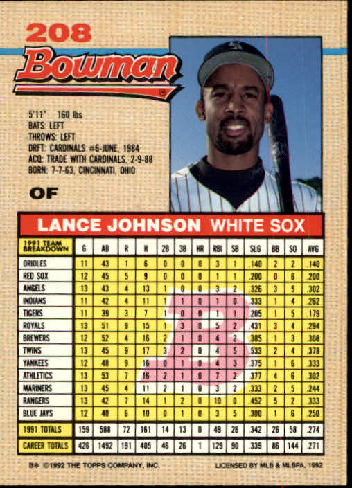 thumbnail 210  - A6548- 1992 Bowman Baseball Cards 1-263 +Rookies -You Pick- 10+ FREE US SHIP