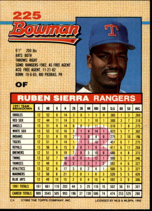 thumbnail 240  - A6548- 1992 Bowman Baseball Cards 1-263 +Rookies -You Pick- 10+ FREE US SHIP