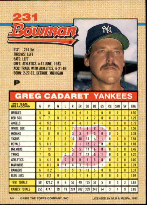 thumbnail 249  - A6548- 1992 Bowman Baseball Cards 1-263 +Rookies -You Pick- 10+ FREE US SHIP